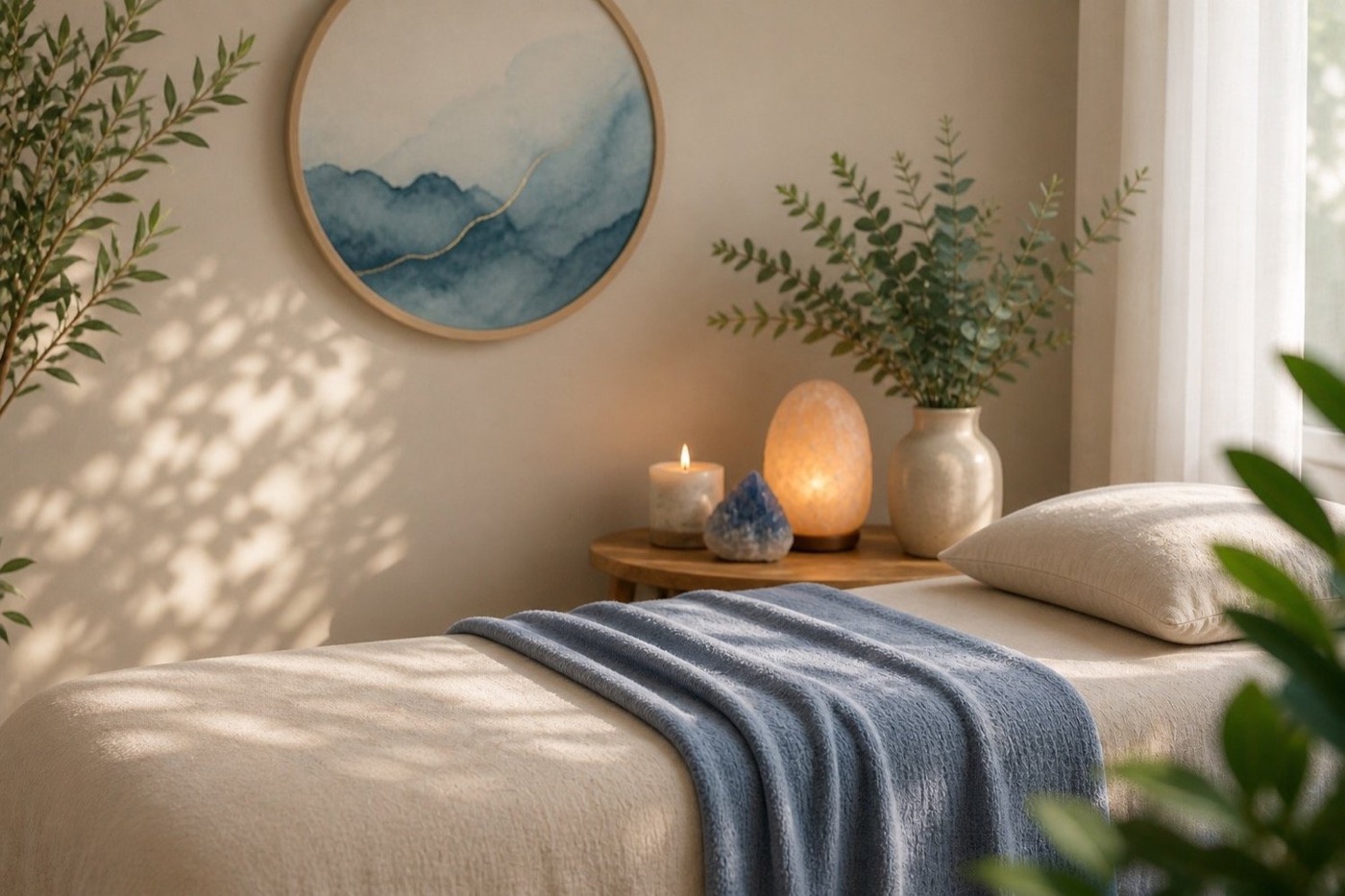 A calm room prepared for a session